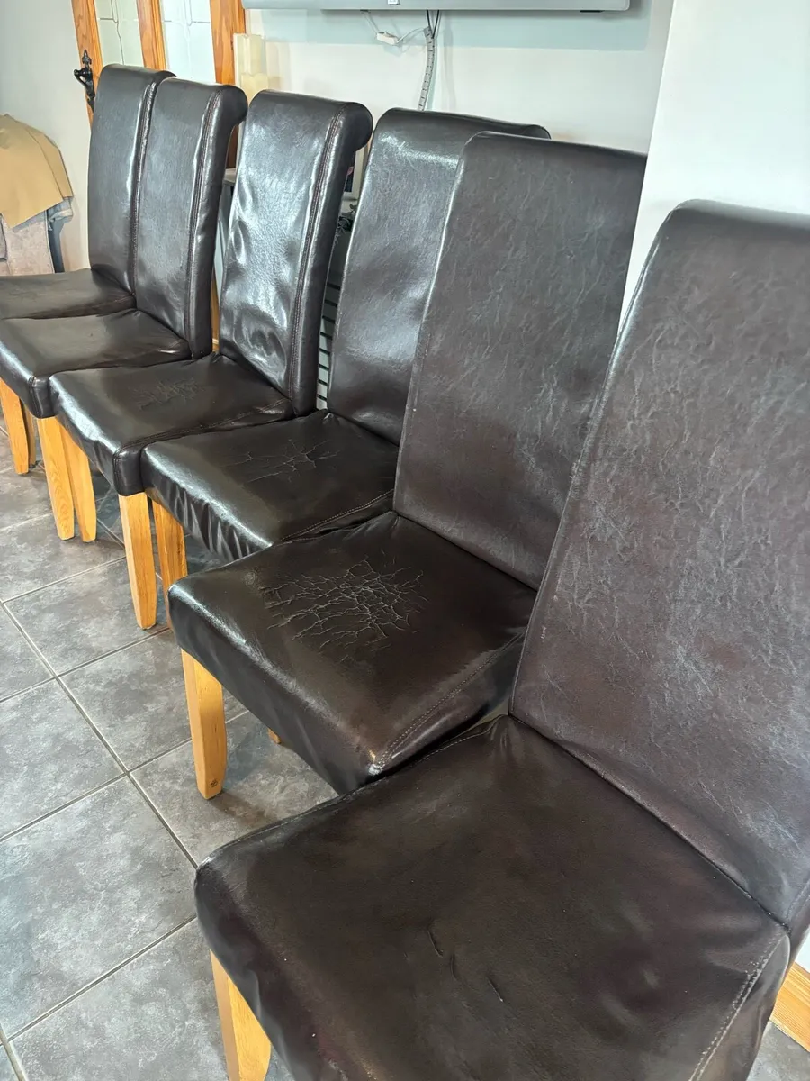Brown leatherette chairs - Image 1