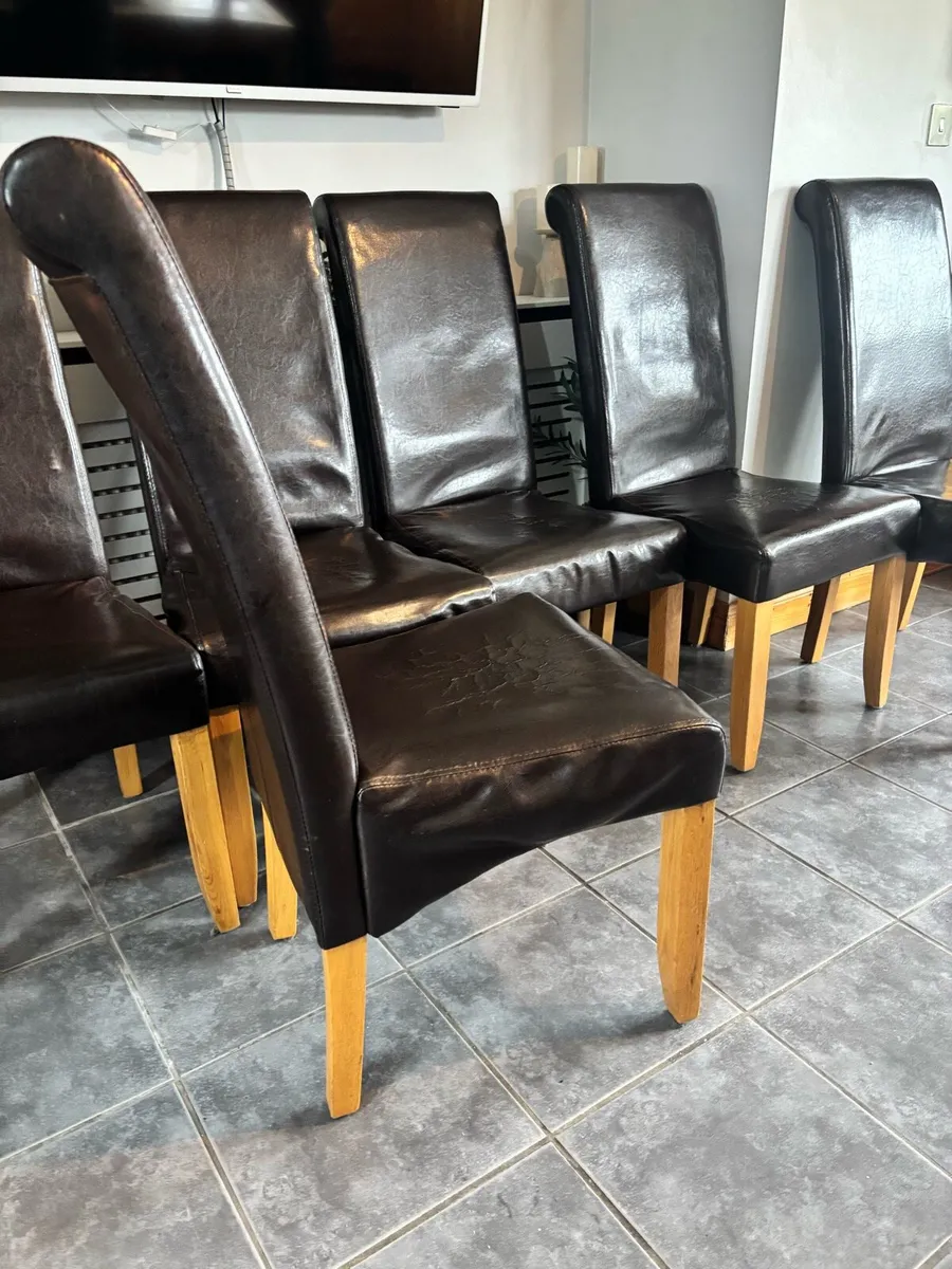 Brown leatherette chairs - Image 2