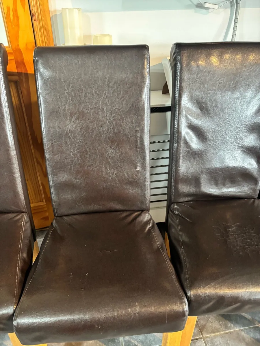 Brown leatherette chairs - Image 4