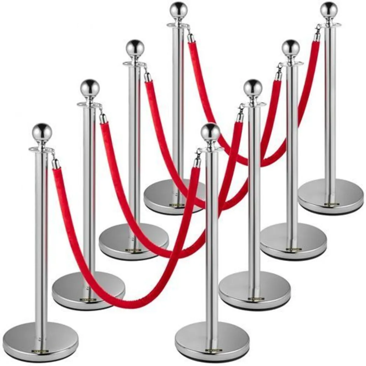Gold & Silver Crowd Control Barrier Set with Red V - Image 3
