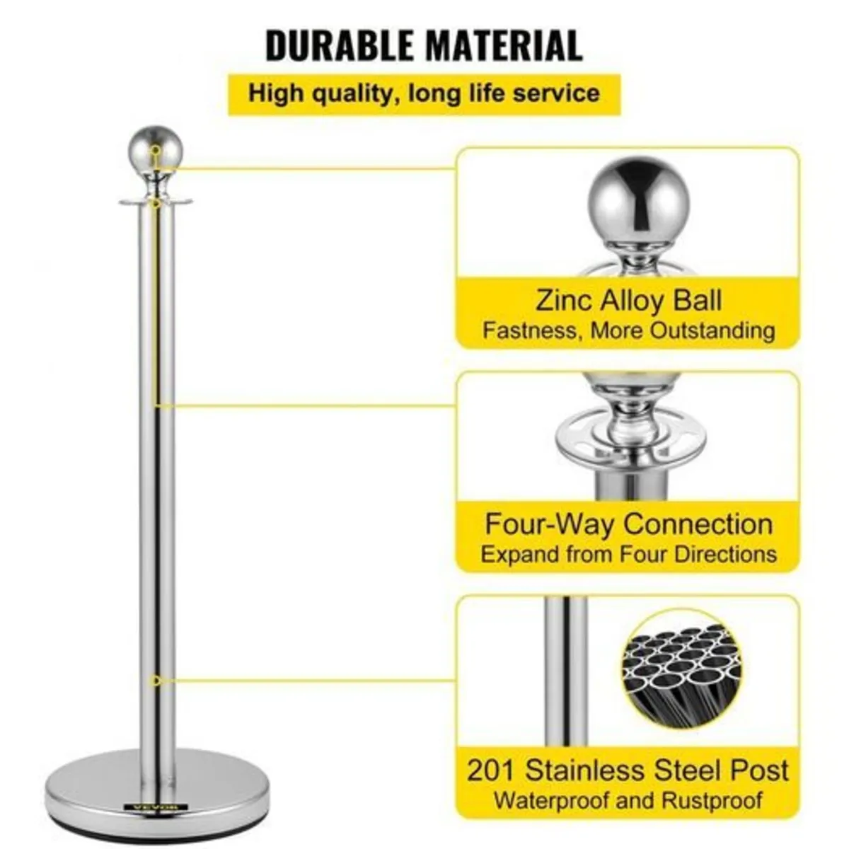 Gold & Silver Crowd Control Barrier Set with Red V - Image 4