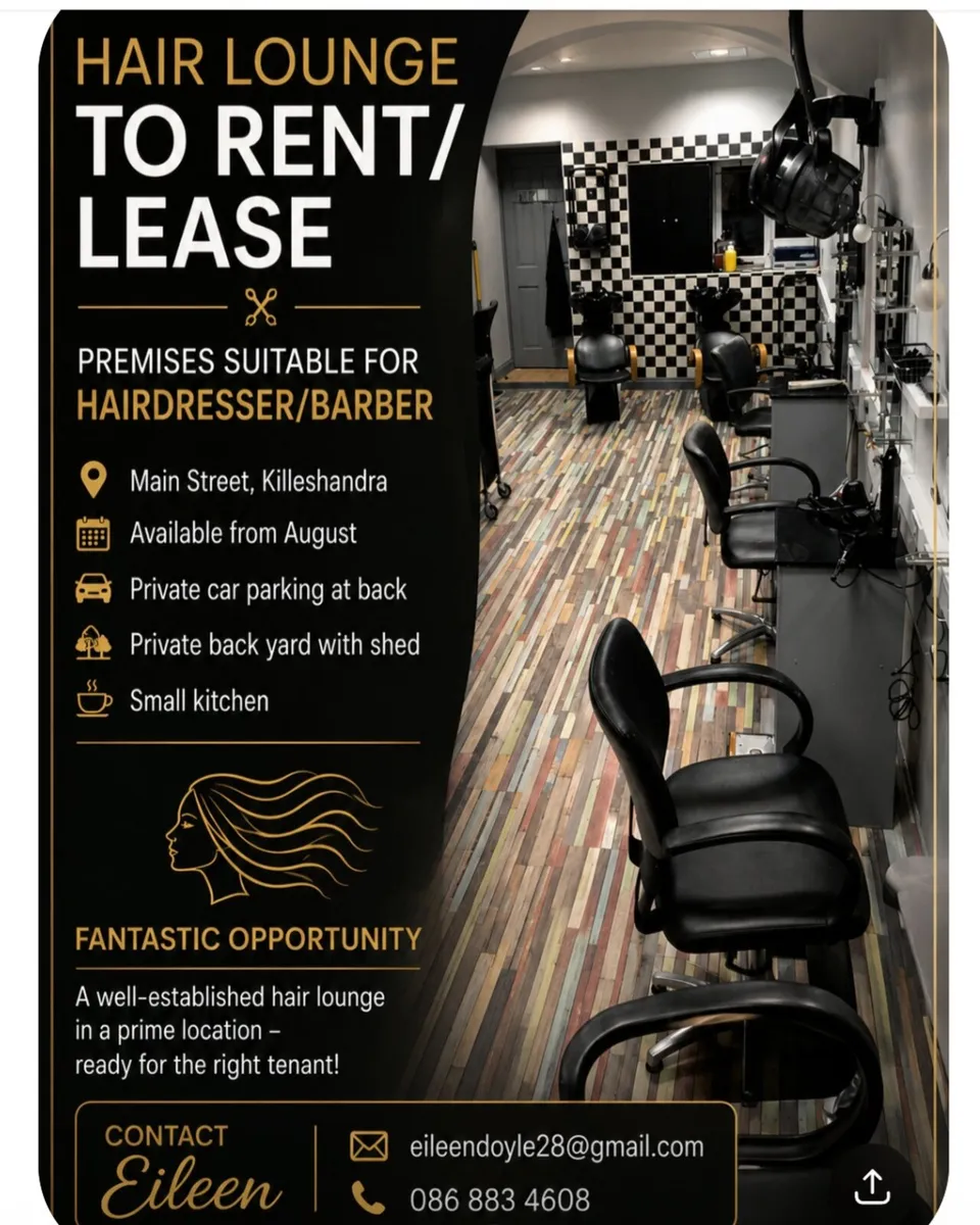 Premises for rent! Hairsalon/Barbers