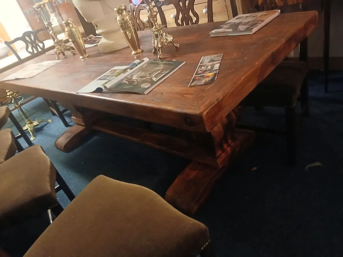 large pine kitchen table - Image 2