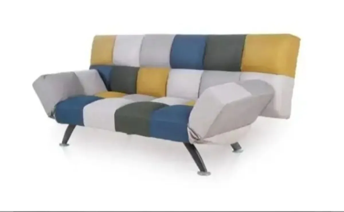 Boston Yellow & Blue Patchwork Sofa Bed - Image 3