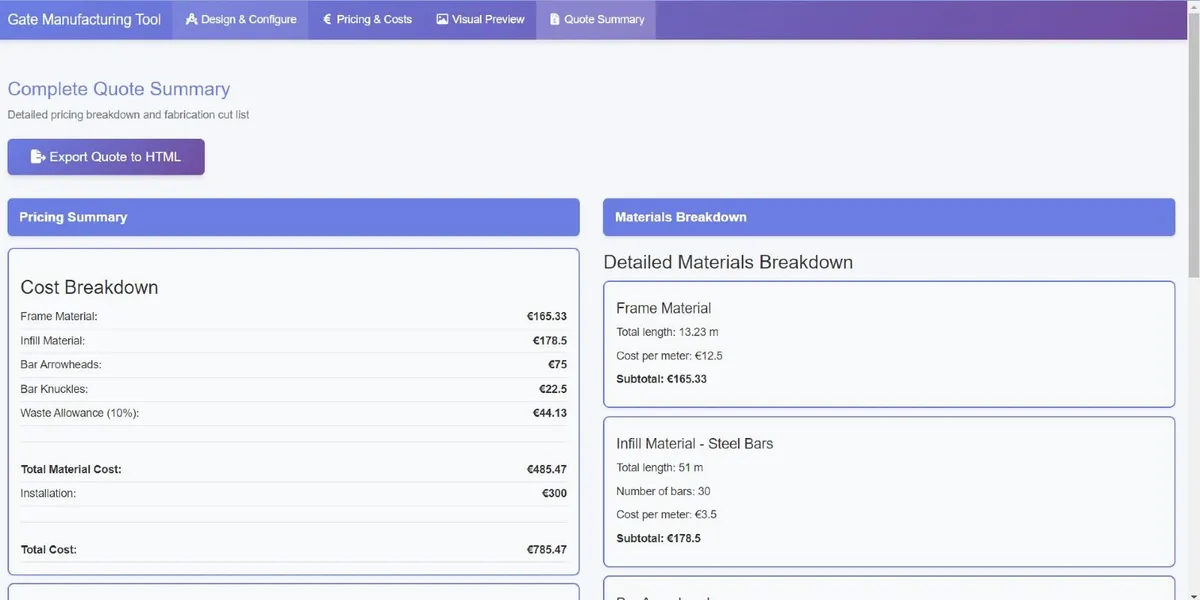 House Gates Pricing & Cutting List App - Image 3