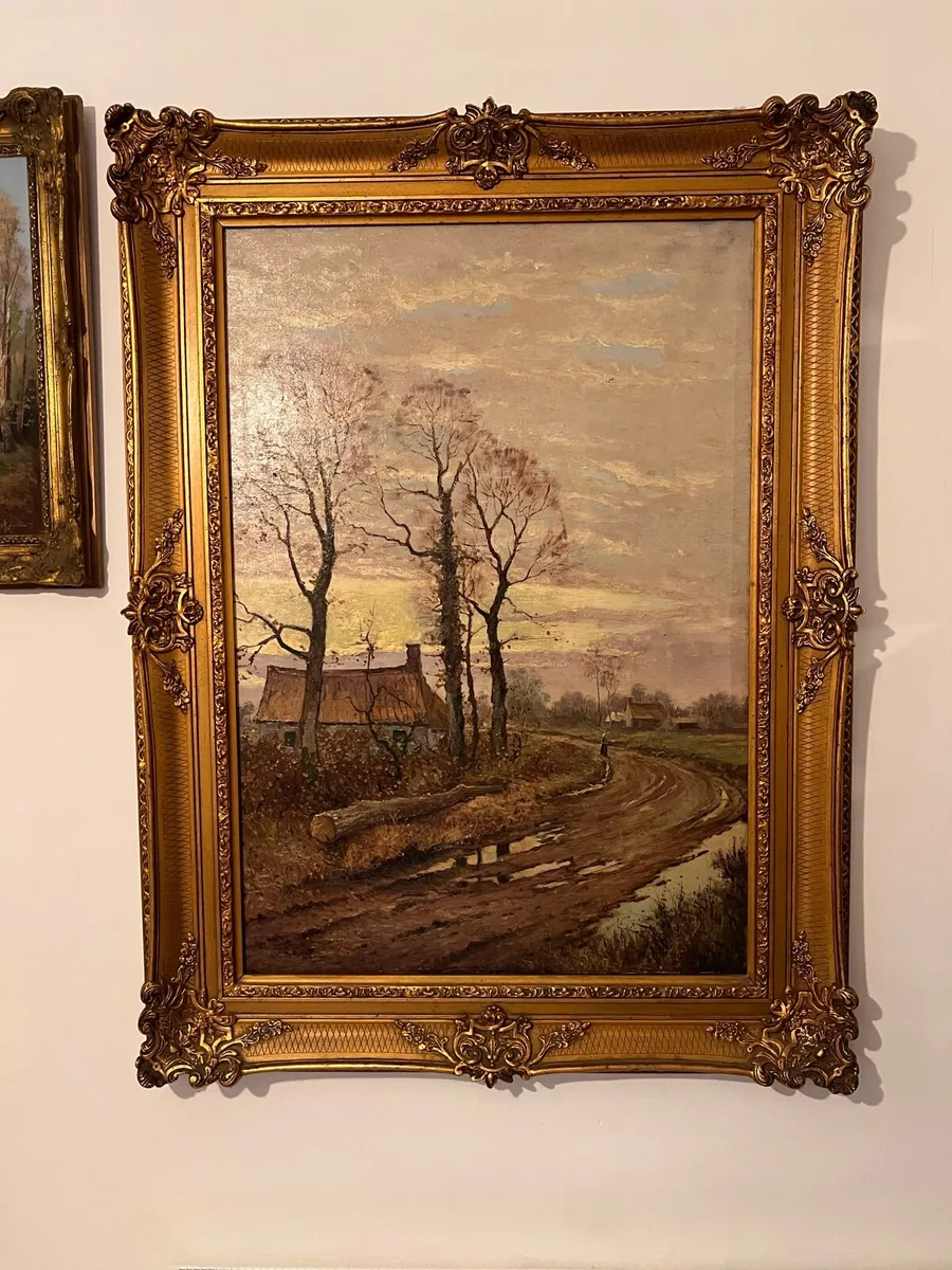 Vintage oil painting in antique gild frame - Image 1