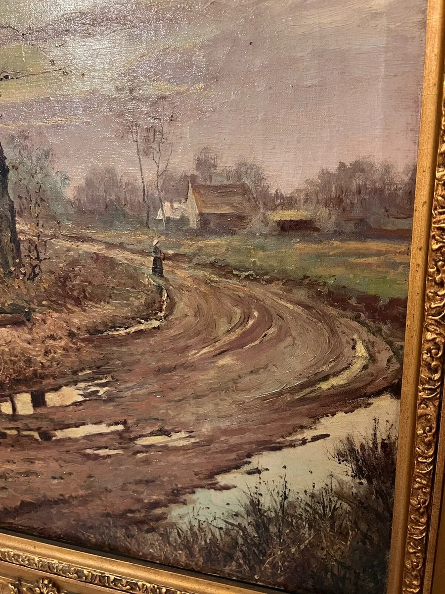 Vintage oil painting in antique gild frame - Image 3