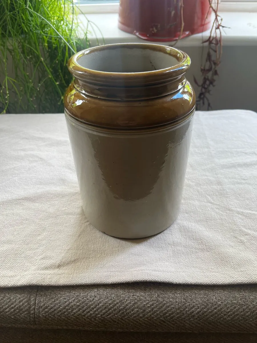 Antique salt glazed utensils jar - Image 1