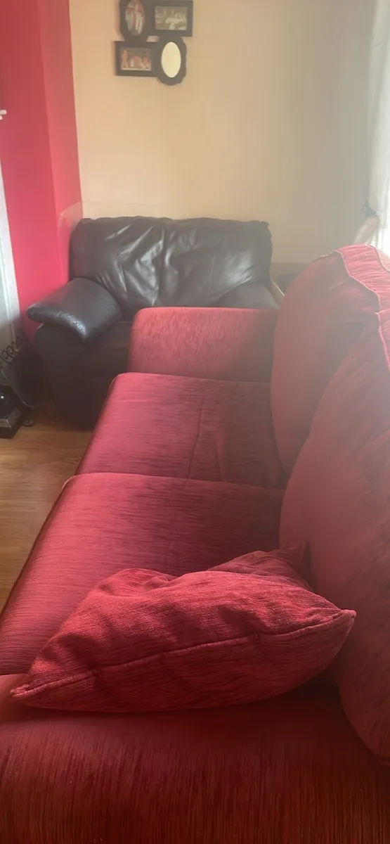 Red sofa and arm chair - Image 2