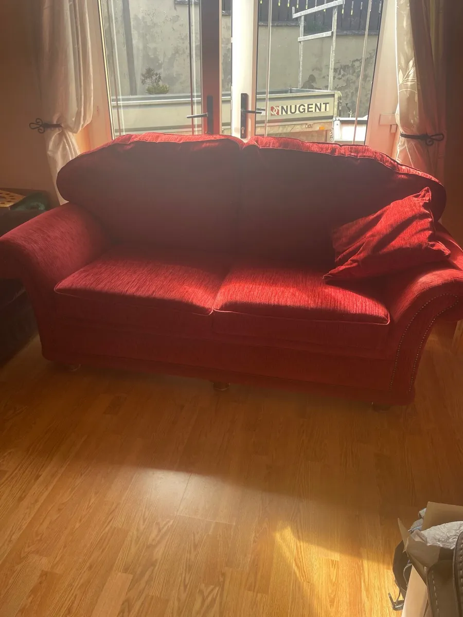 Red sofa and arm chair - Image 1