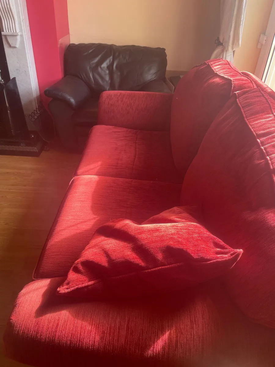 Red sofa and arm chair - Image 3