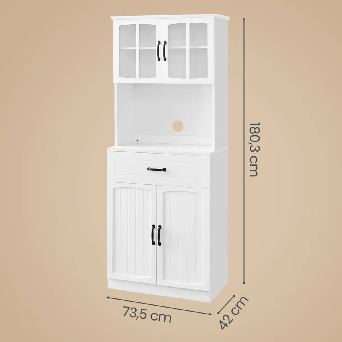Tall Kitchen Storage Cabinet with Drawer and Upper - Image 2