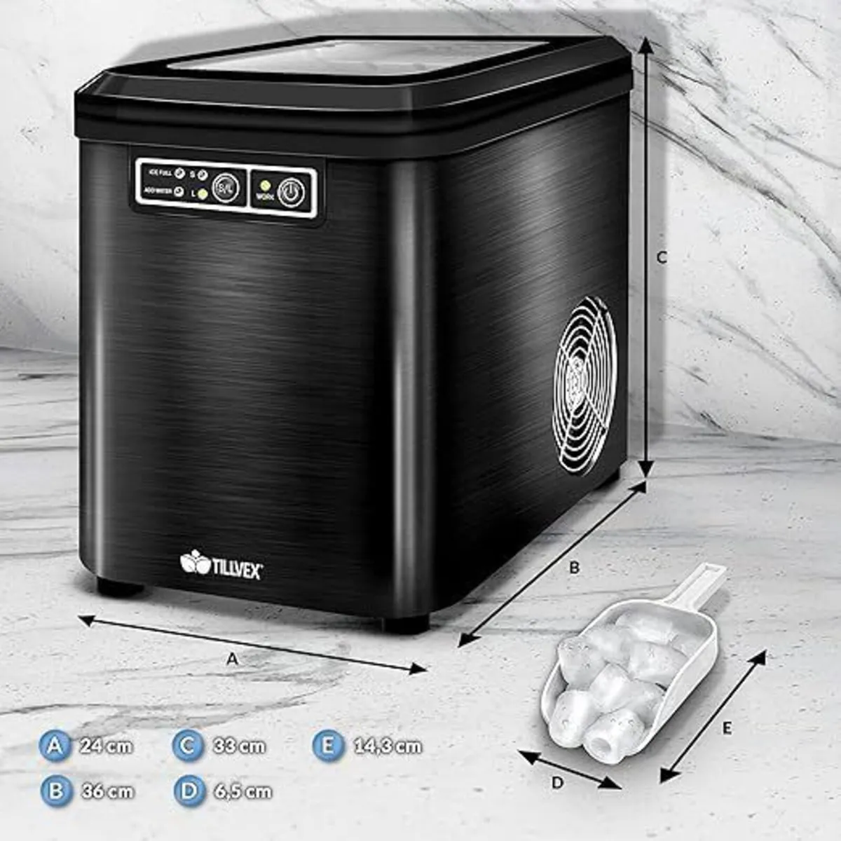 KitchIce Cube Machine Stainless Steel 12 kg - 24en - Image 2