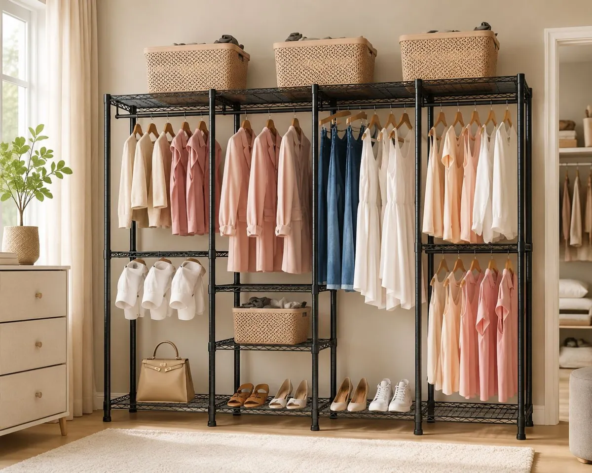 Heavy Duty Corner Clothes Rack Wardrobe 499 kg Cap - Image 2