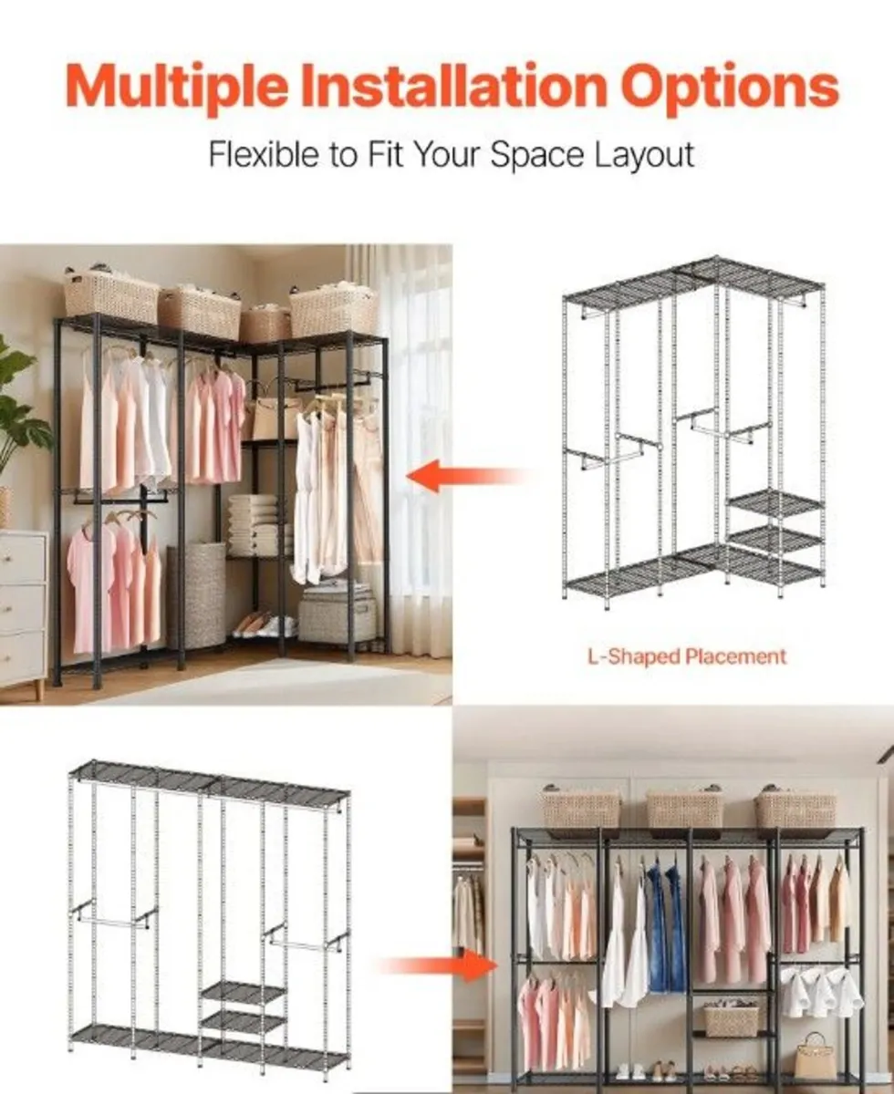 Heavy Duty Corner Clothes Rack Wardrobe 499 kg Cap - Image 3