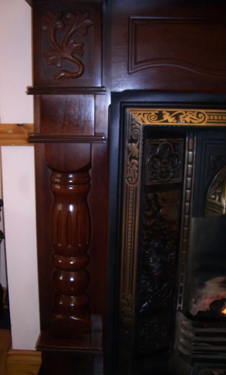 Mahogany  Wooden Fireplace with Metal Inset Piece - Image 4