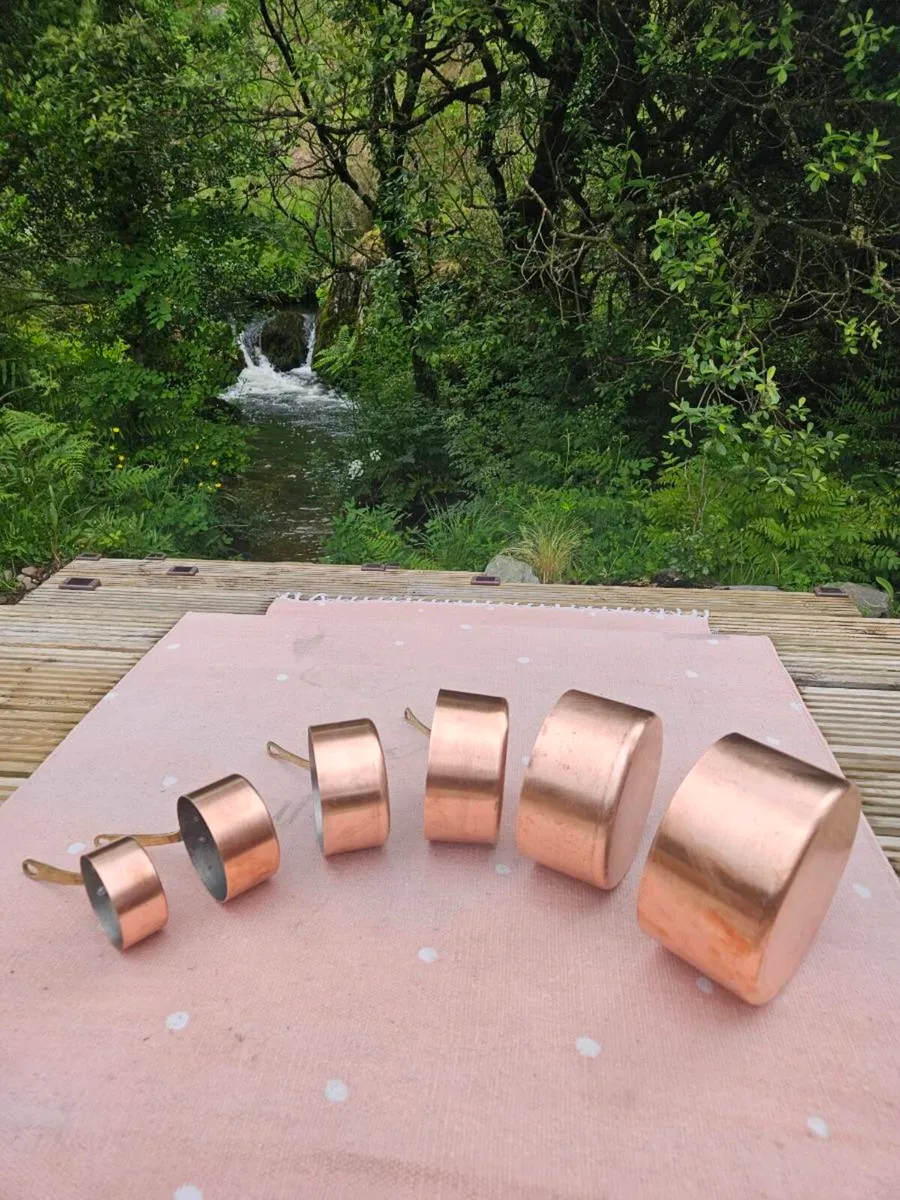 Set of 6 Vintage French Copper Pots - Image 1