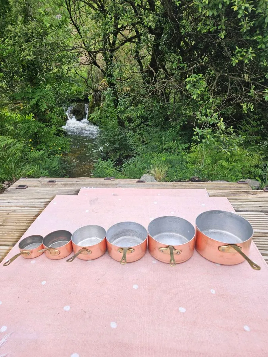 Set of 6 Vintage French Copper Pots - Image 2