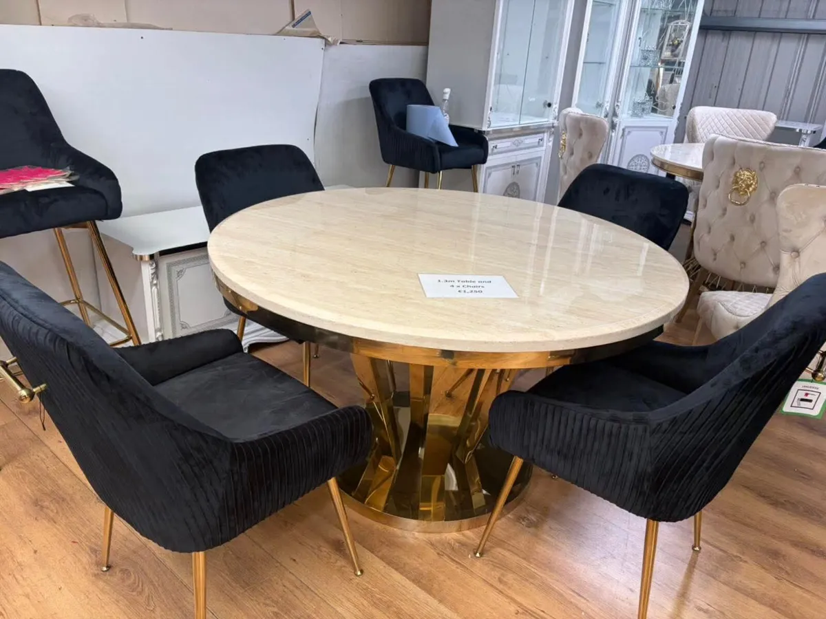 Round Kitchen Dining Table With 4 Chairs - Image 3