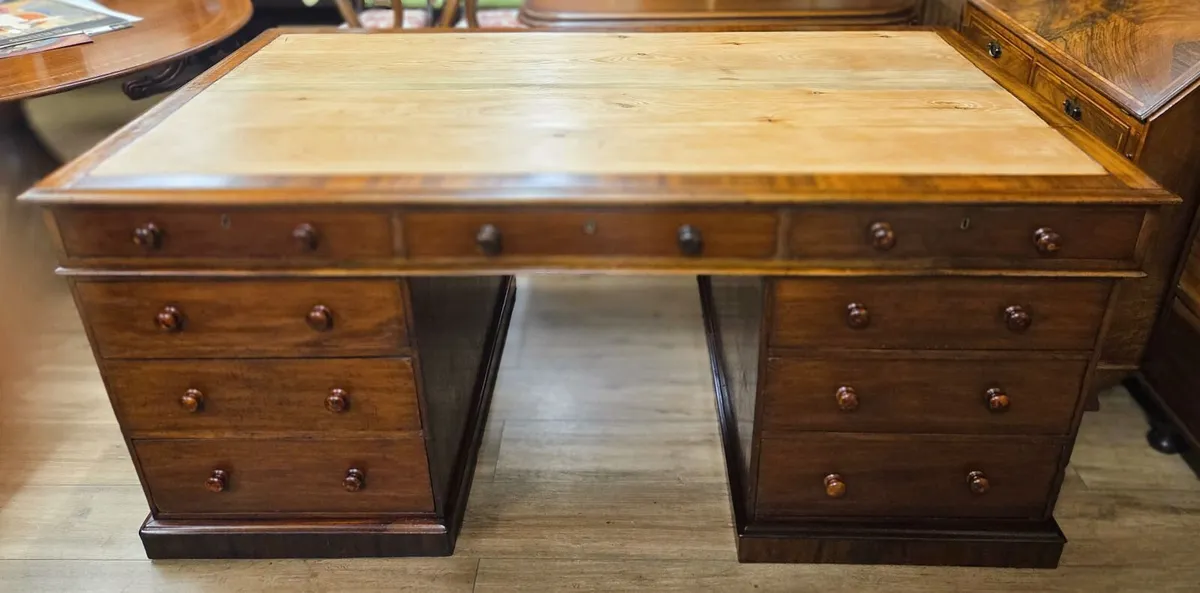 Large Victorian Partners Desk- Circa 1880 - Image 2