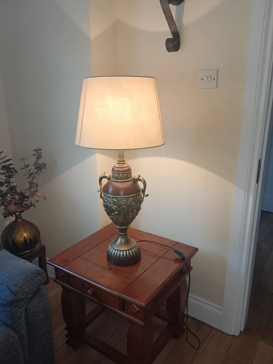 Two Italian style lamps brown & gold - Image 3