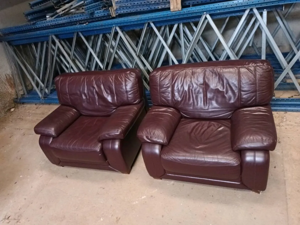 Pair Leather Armchairs - Image 3