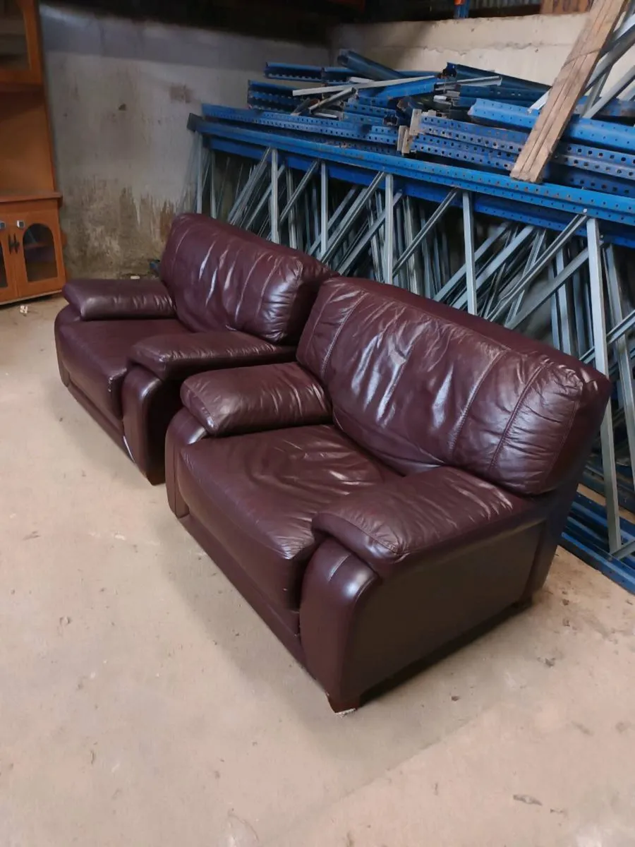 Pair Leather Armchairs - Image 4