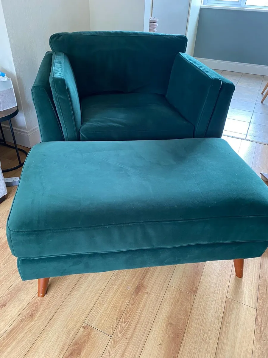 Armchair with matching footstool - Image 2