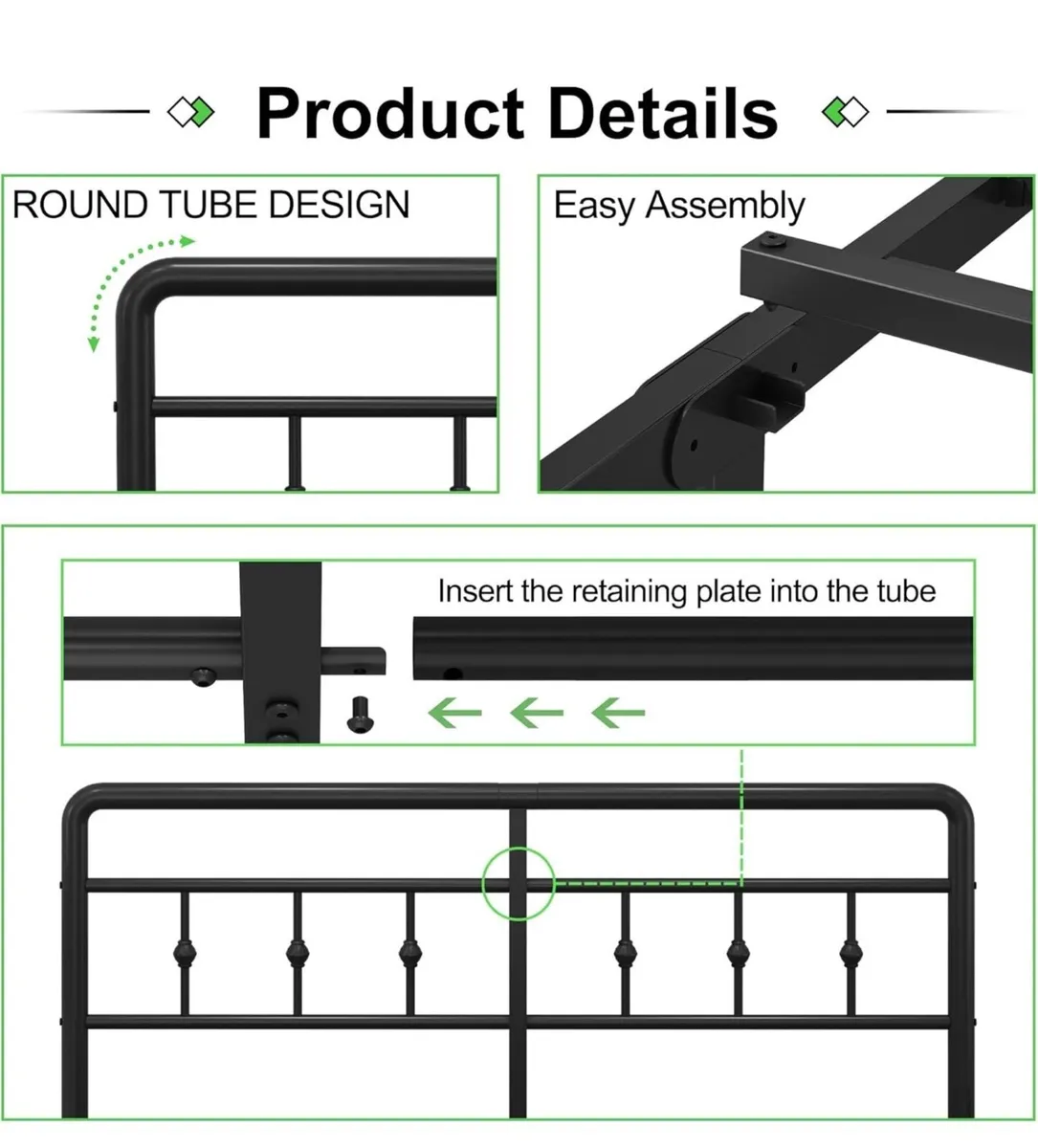King Size Bed Frame 5ft with Headboard and Footboa - Image 3