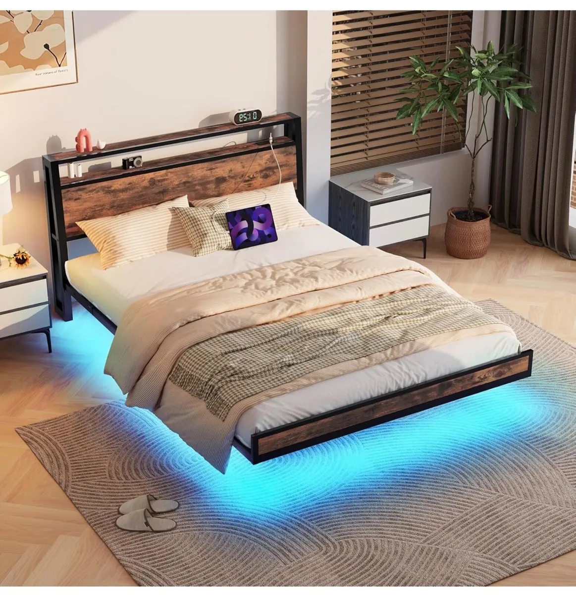 Floating Bed Frame King Size with Charging Station - Image 2