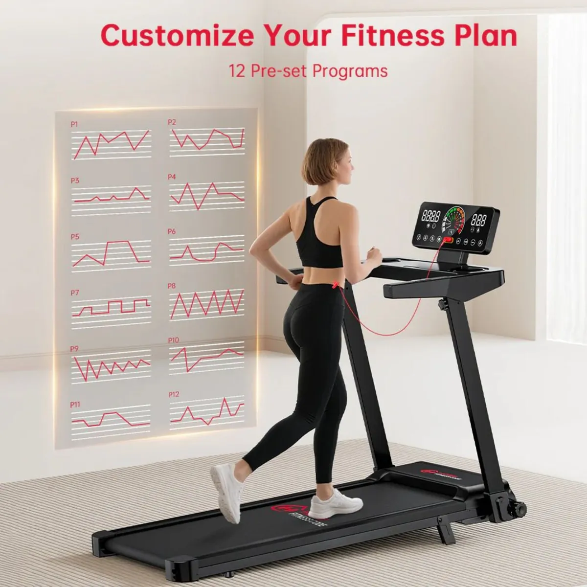Folding Treadmill Q8, Speed 1-12KM/H, 5% Incline - Image 2