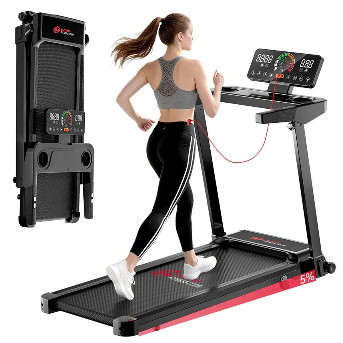 Folding Treadmill Q8, Speed 1-12KM/H, 5% Incline - Image 1