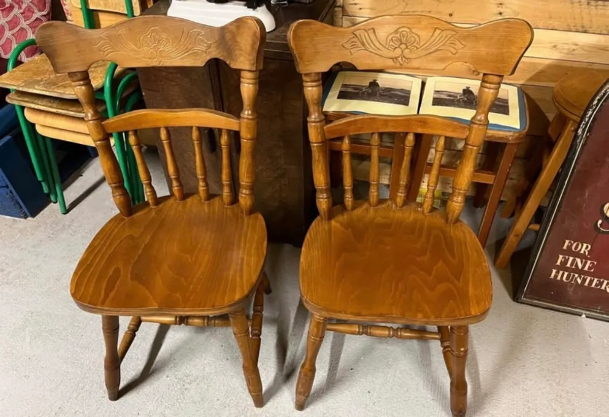 vintage oak country kitchen chairs - Image 1
