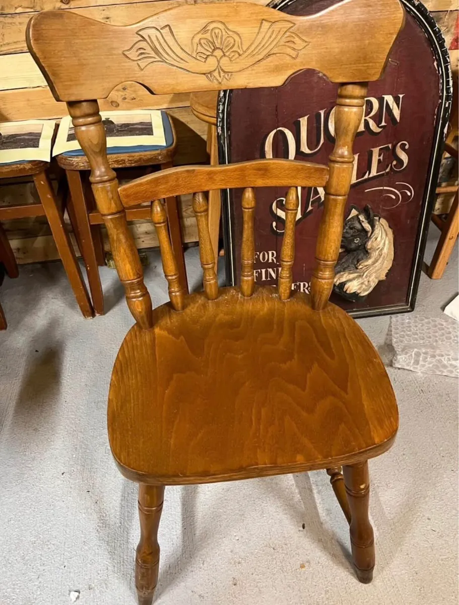 vintage oak country kitchen chairs - Image 2