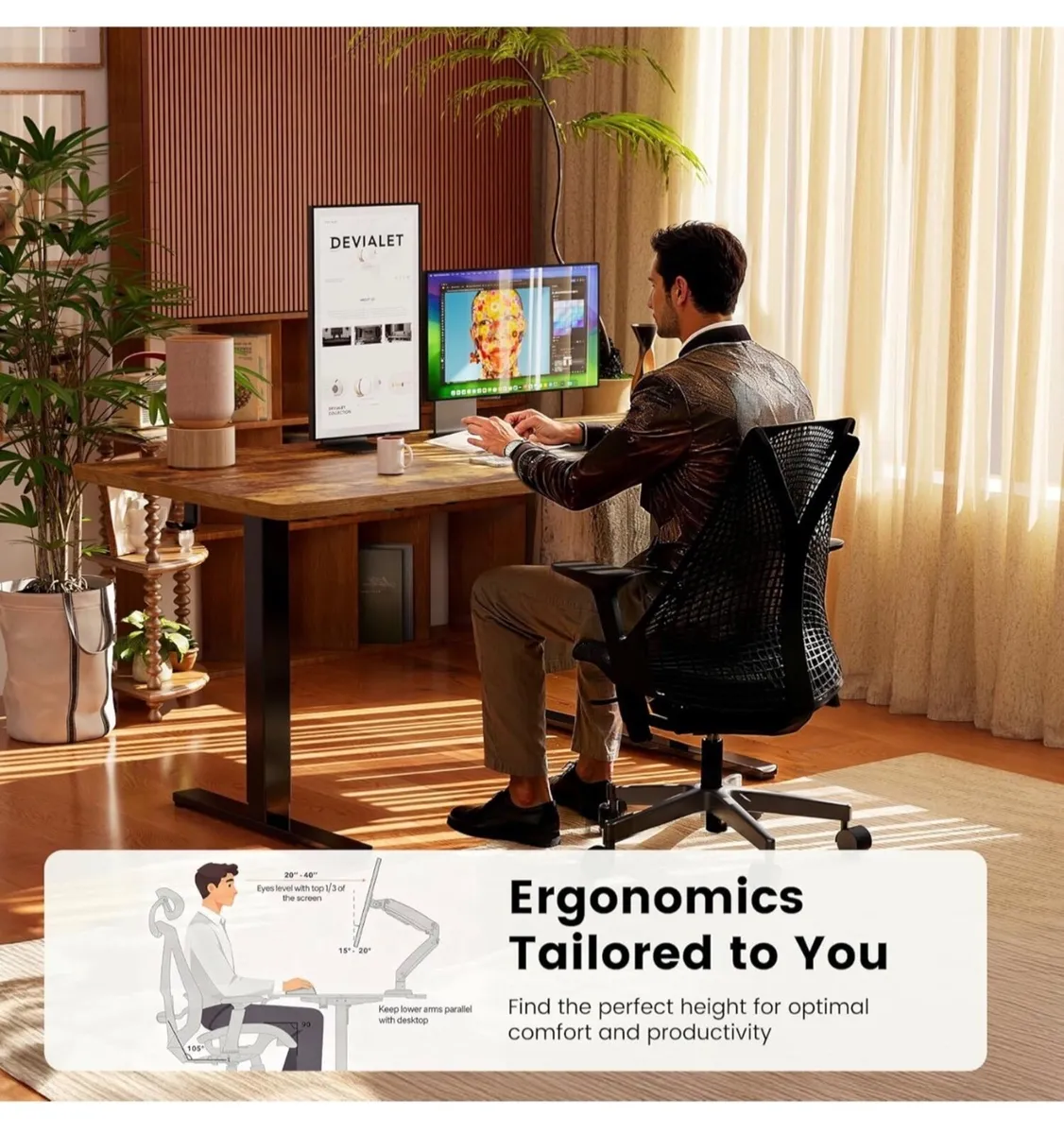 Electric Standing Desk, 100 x 60 cm Height Adjusta - Image 4
