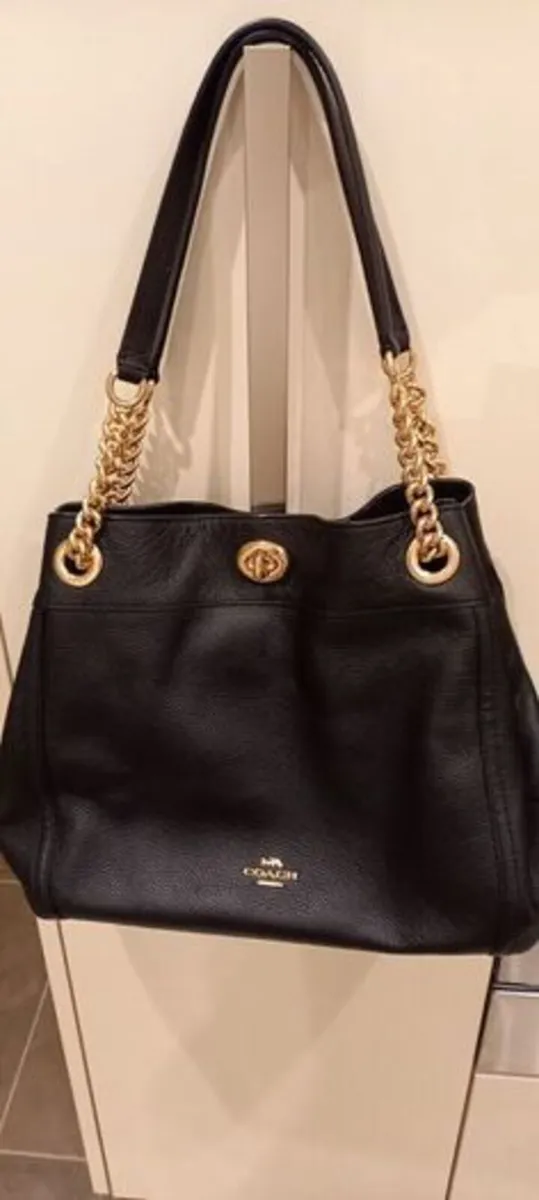 Coach "Edie" Turn-Lock Pebble Leather Bag / NEW - Image 2
