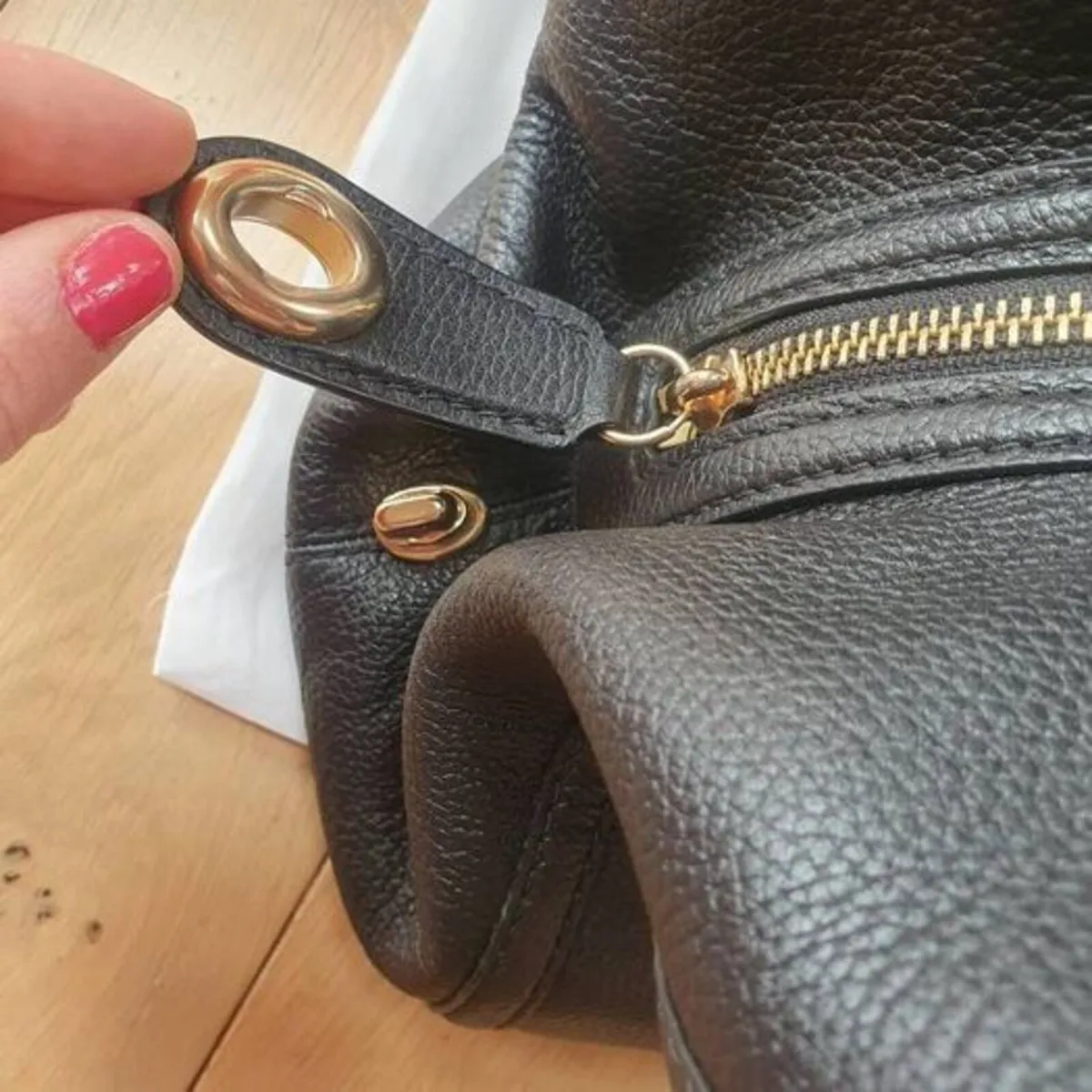 Coach "Edie" Turn-Lock Pebble Leather Bag / NEW - Image 4