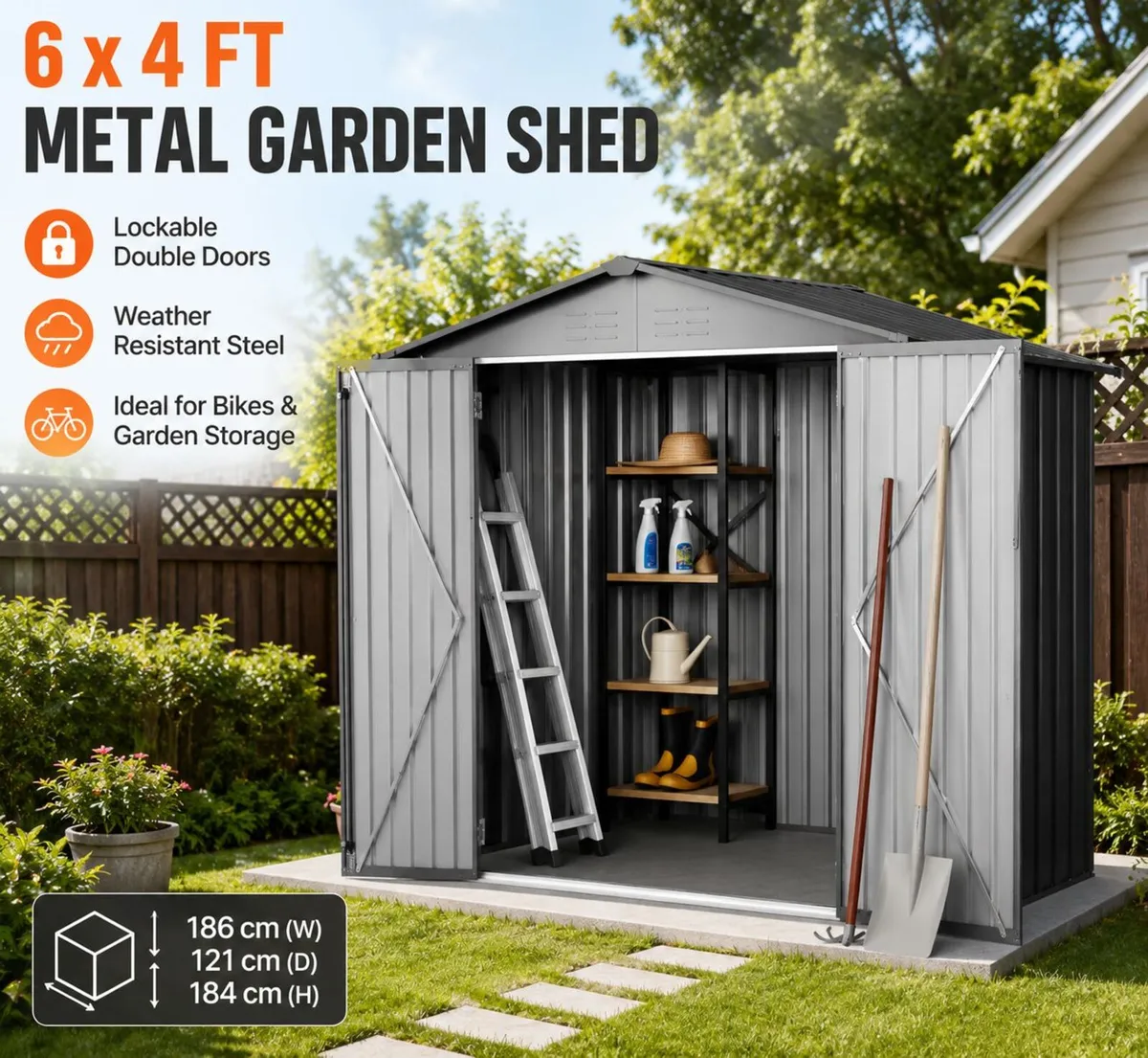 Metal Shed With Wide  Double Doors - Image 4