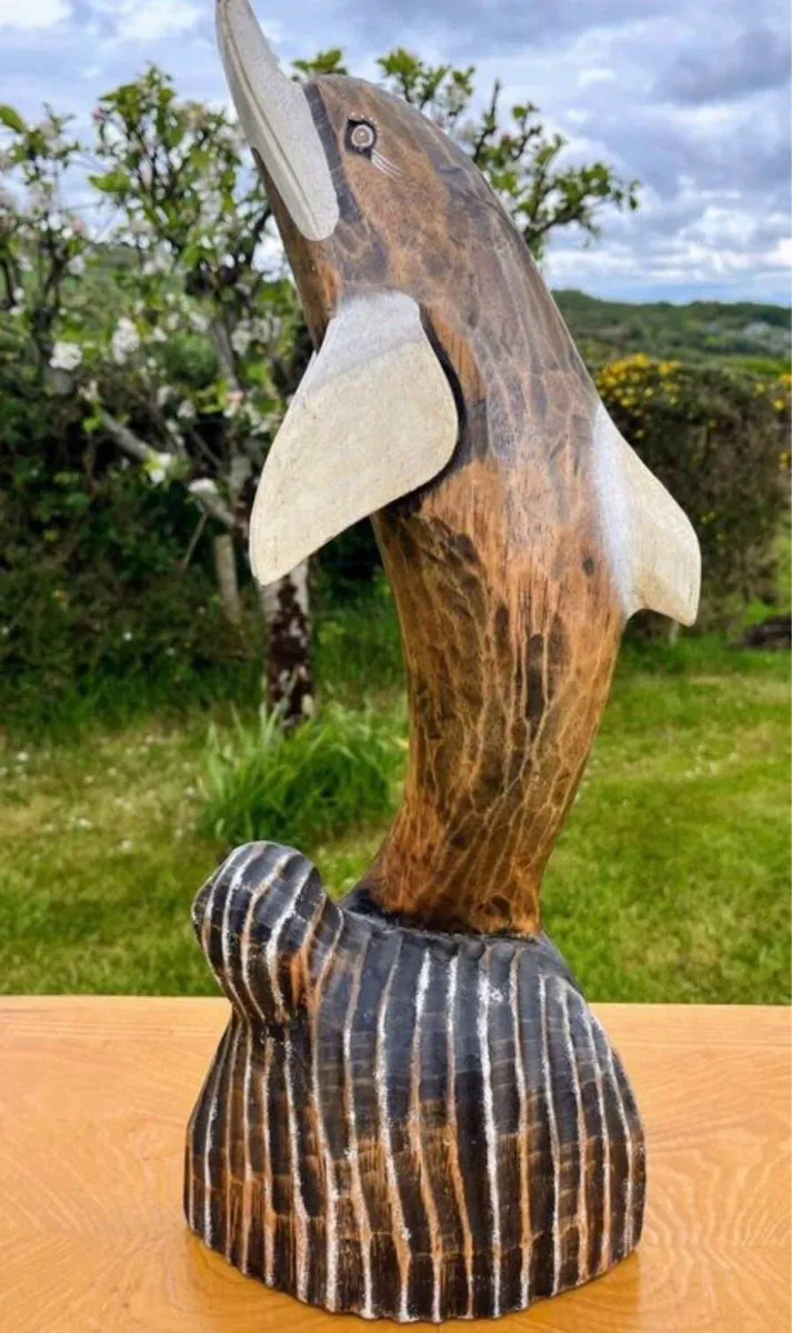 Wooden dolphin sculpture - 50cm in height - Image 1