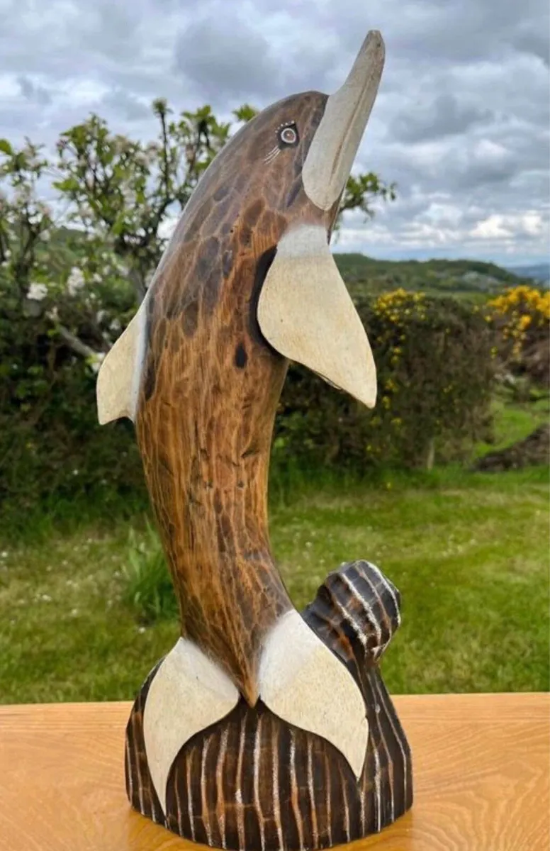 Wooden dolphin sculpture - 50cm in height - Image 4