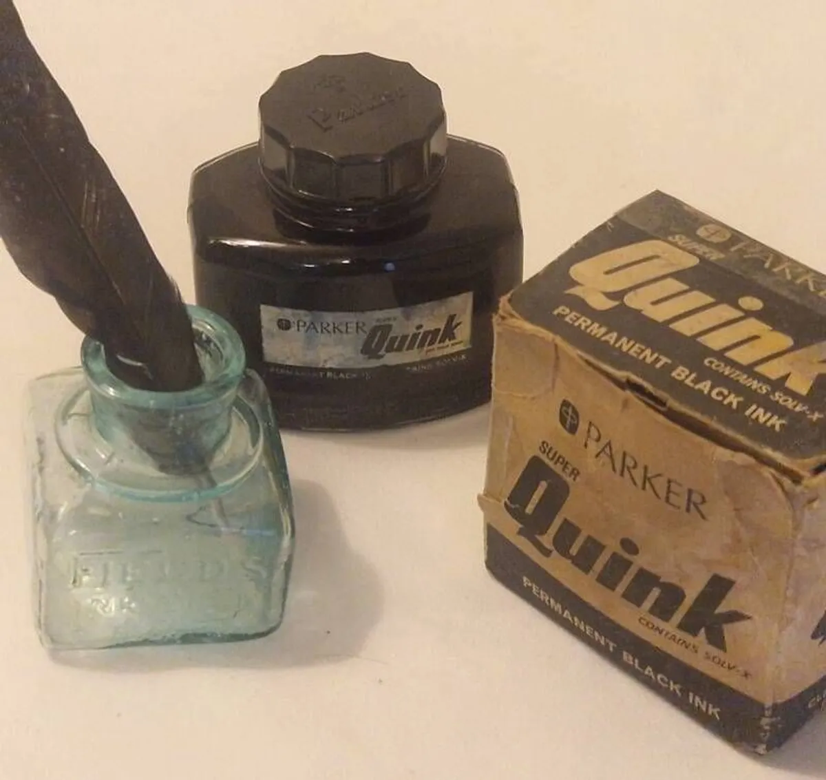 Rare 1918 Antique "Fields" Ink & Gum Set + Full Vintage Parker Quink - Image 2