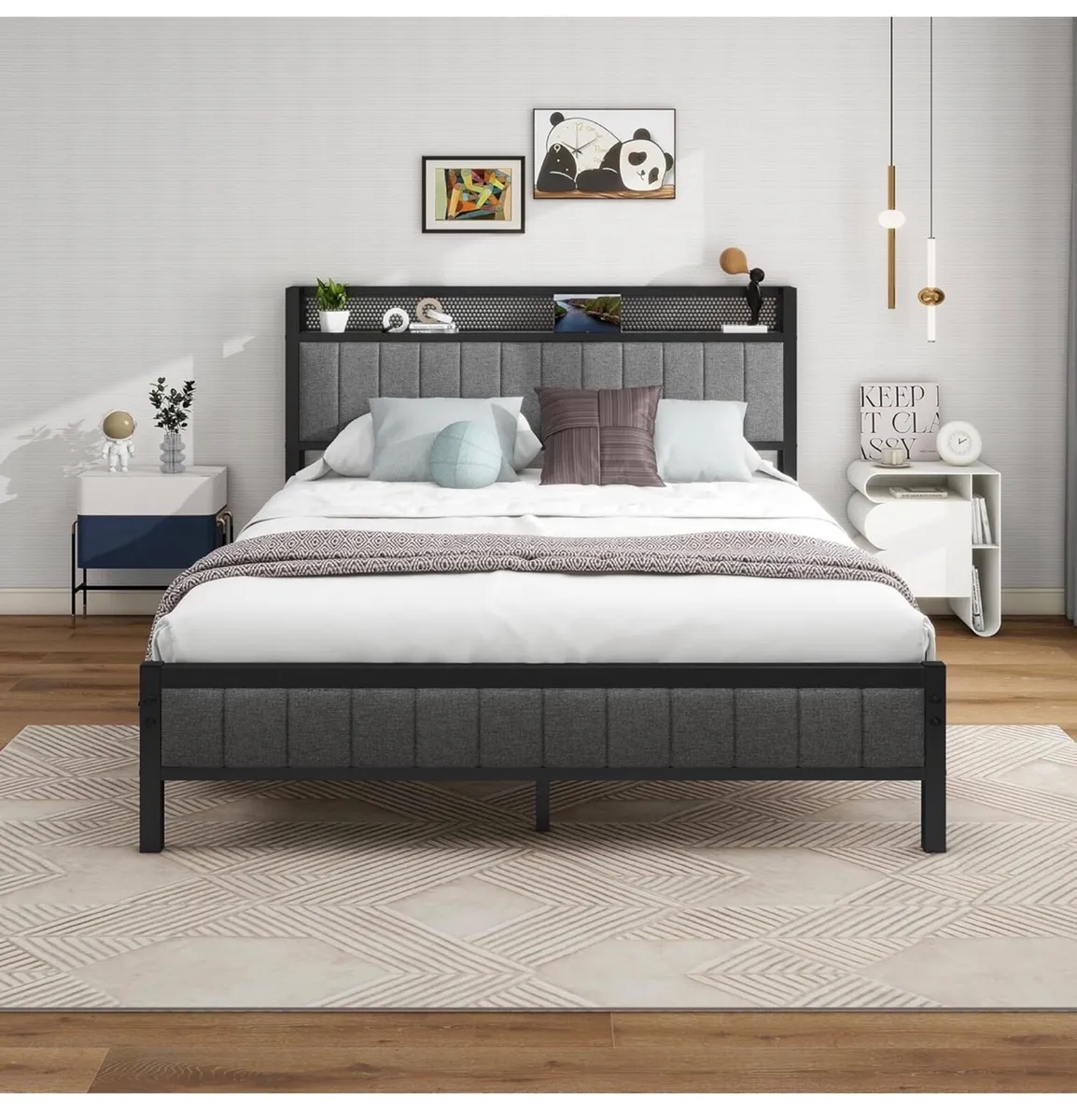 King Size Bed Frame With Storage Headboard, Uphols - Image 3