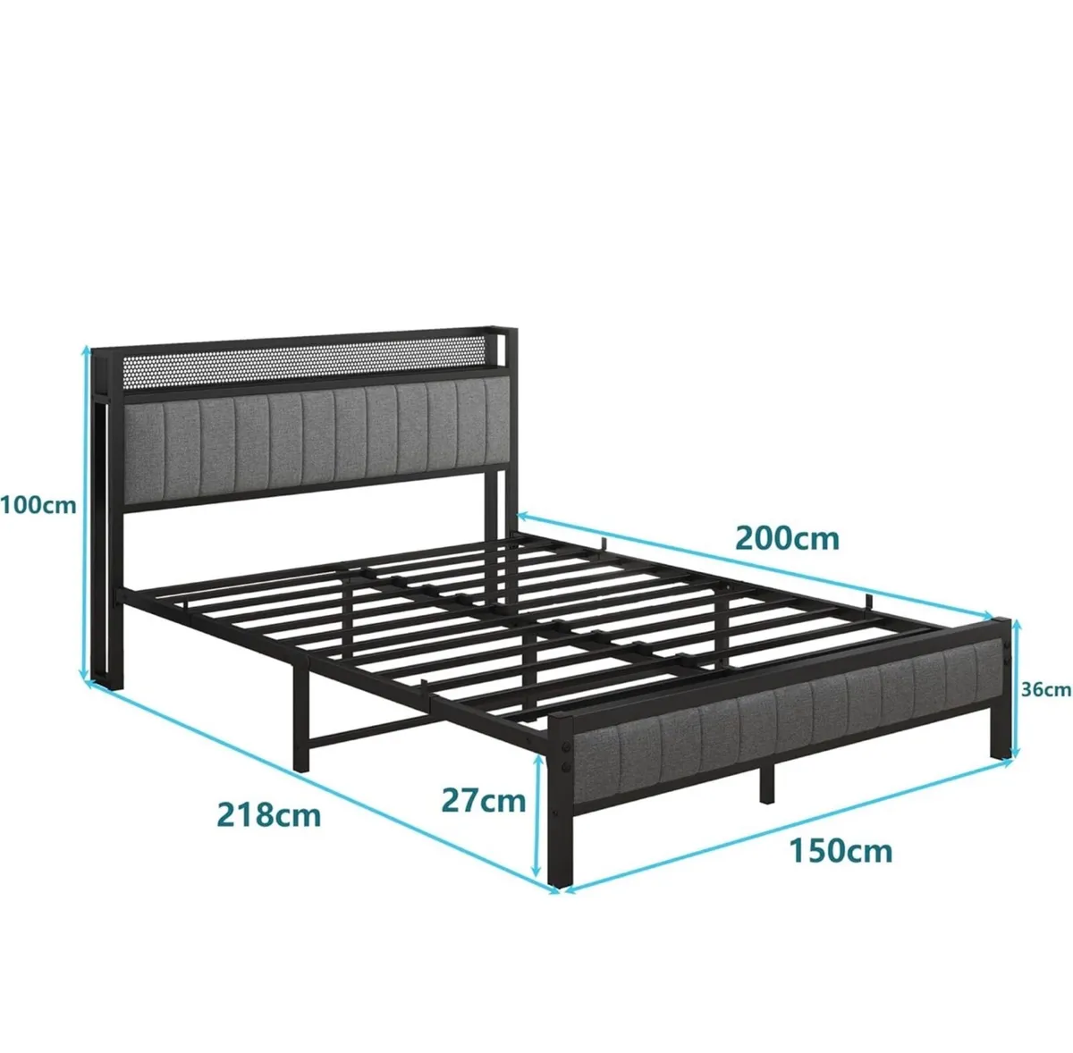 King Size Bed Frame With Storage Headboard, Uphols - Image 4