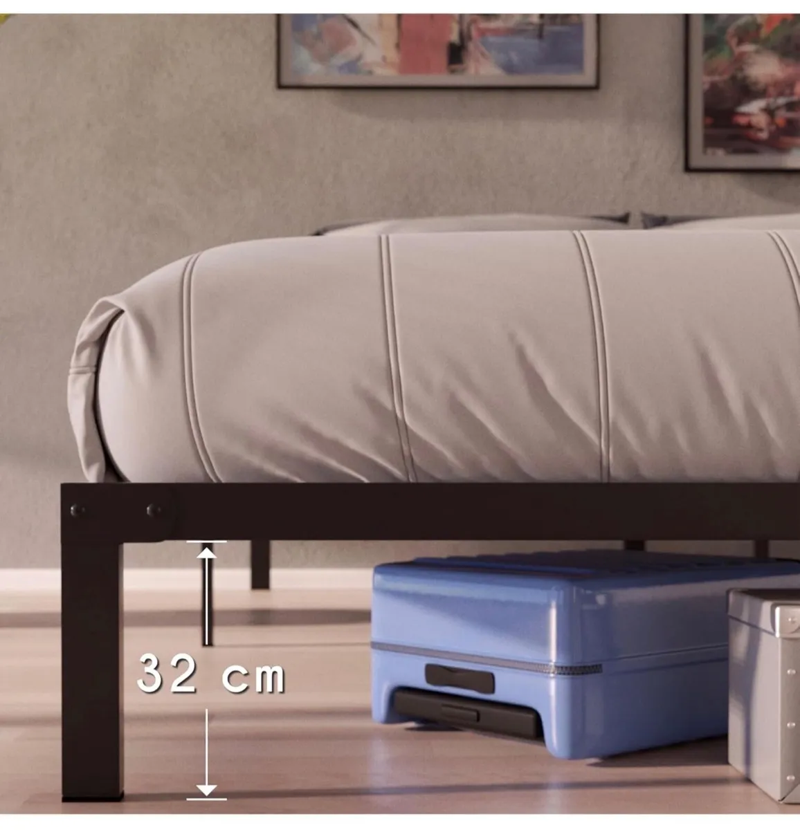 King Size Bed Frame Metal 150x200 with Storage 35c - Image 4