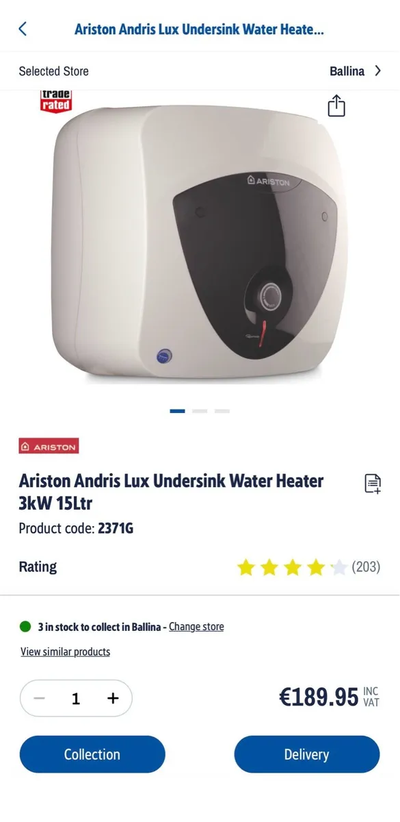 Brand New Ariston Android Lux Undersink water heat - Image 3