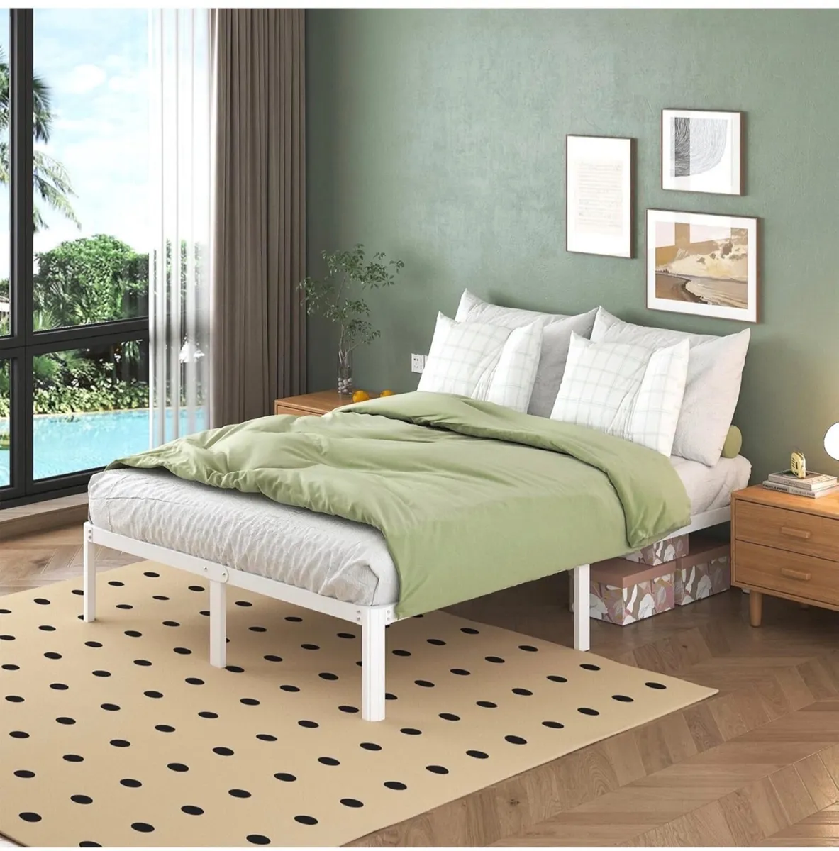 White King Bed Frame, 5ft with Rounded Corner Legs - Image 2