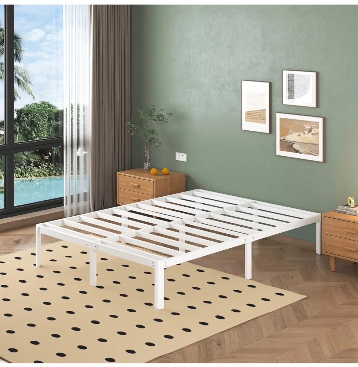 White King Bed Frame, 5ft with Rounded Corner Legs - Image 1