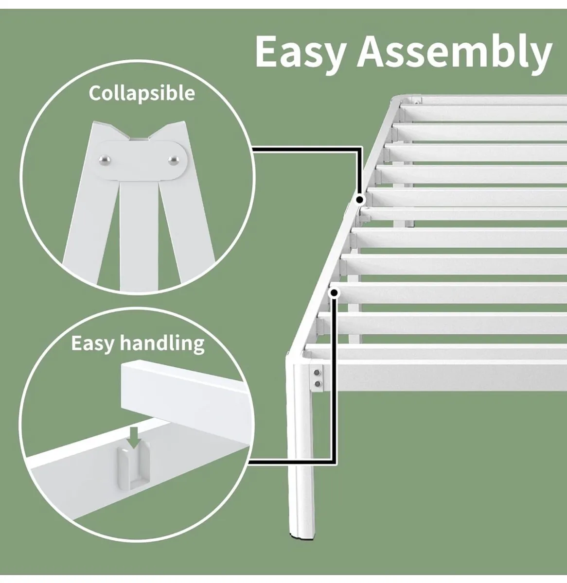 White King Bed Frame, 5ft with Rounded Corner Legs - Image 4