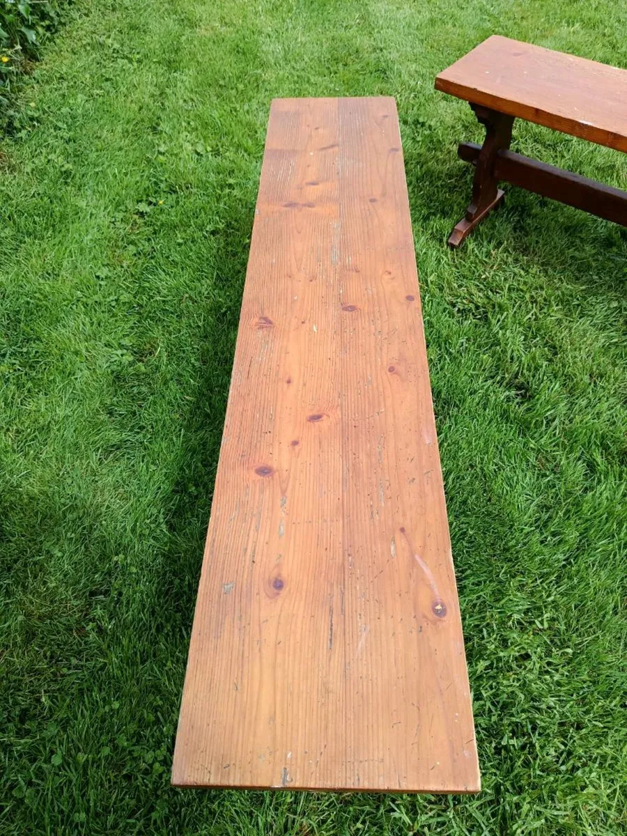 2 x Pine benches - Image 4