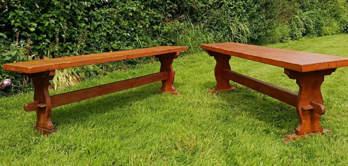 2 x Pine benches - Image 2
